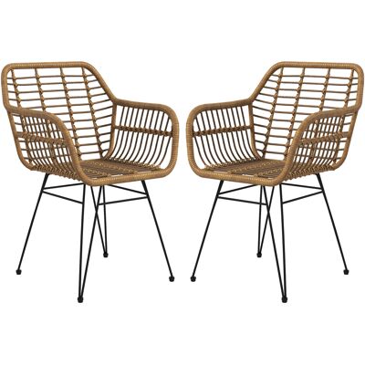 HOMCOM Rattanstühle Esszimmer, bis 120kg, Küchenstühle mit Rückenlehne in Rattanoptik, Wohnzimmerstuhl aus Stahl, Hellbraun Aosom.de HOMCOM Rattanstühle Esszimmer, bis 120kg, Küchenstühle mit Rückenlehne in Rattanoptik, Wohnzimmerstuhl aus Stahl, Hellbraun Aosom.de