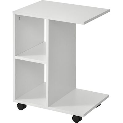 HOMCOM Beistelltisch in C-Form, Kaffeetisch, Couchtisch, Standtisch, Eckschreibtisch, E1-Spanplatte, Weiß, 45 x 35 x 58 cm Aosom HOMCOM Beistelltisch in C-Form, Kaffeetisch, Couchtisch, Standtisch, Eckschreibtisch, E1-Spanplatte, Weiß, 45 x 35 x 58 cm Aosom