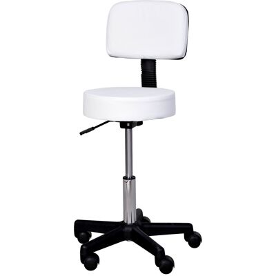 HOMCOM Arbeitshocker Rollhocker Drehhocker höhenverstellbar mit Lehne für Büro, Weiß Φ35 x H72-84 cm Aosom.de HOMCOM Arbeitshocker Rollhocker Drehhocker höhenverstellbar mit Lehne für Büro, Weiß Φ35 x H72-84 cm Aosom.de