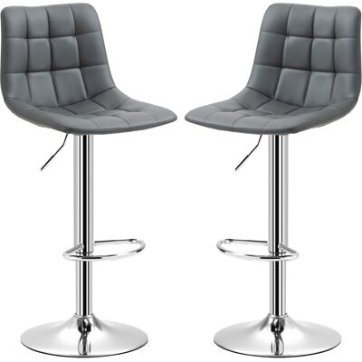HOMCOM Set 2 Barhocker aus Kunstleder mit Rückenlehne, Drehbare Küchen- und Wohnzimmerhocker mit Fußstütze, 42x45x89-110cm, Grau Aosom HOMCOM Set 2 Barhocker aus Kunstleder mit Rückenlehne, Drehbare Küchen- und Wohnzimmerhocker mit Fußstütze, 42x45x89-110cm, Grau Aosom