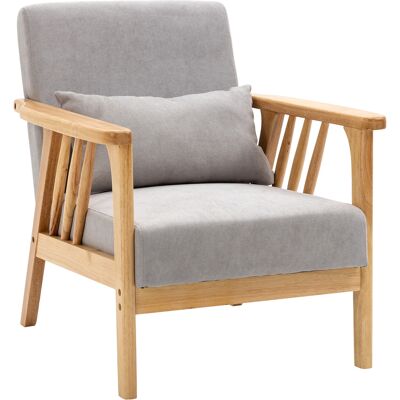 HOMCOM Moderner Sessel mit Samtbezug und Holzrahmen, Sessel für Schlaf- und Wohnzimmer mit Extra-Kissen, 68x75x78cm, Grau Aosom HOMCOM Moderner Sessel mit Samtbezug und Holzrahmen, Sessel für Schlaf- und Wohnzimmer mit Extra-Kissen, 68x75x78cm, Grau Aosom