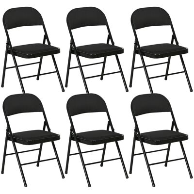 HOMCOM Set 6 Klappstühle mit Gepolsterter Sitzfläche, Moderne platzsparende Stühle mit Polyesterkissen für Zuhause und Büro, Schwarz Aosom HOMCOM Set 6 Klappstühle mit Gepolsterter Sitzfläche, Moderne platzsparende Stühle mit Polyesterkissen für Zuhause und Büro, Schwarz Aosom