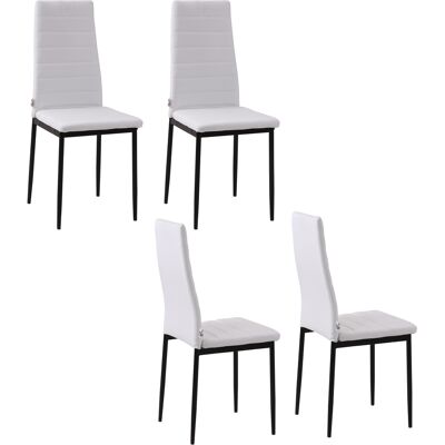 HOMCOM Set 4 Gepolsterte Stühle für Wohnzimmer oder Esszimmer, Moderne Küchenstühle, aus Metall und weißem Stoff Aosom HOMCOM Set 4 Gepolsterte Stühle für Wohnzimmer oder Esszimmer, Moderne Küchenstühle, aus Metall und weißem Stoff Aosom