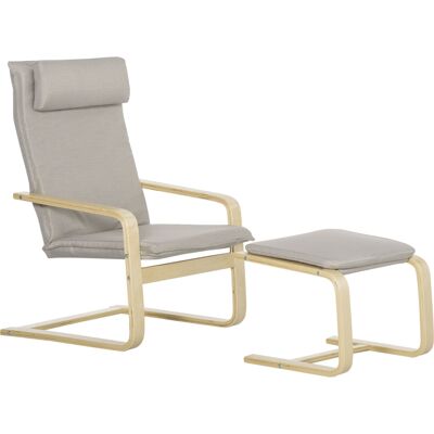 HOMCOM Relaxsessel mit Hocker - Leineneffekt Stoff, Grau HOMCOM Relaxsessel mit Hocker - Leineneffekt Stoff, Grau