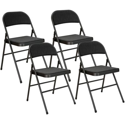 HOMCOM 4er-Set Klappstühle, Tragbare Bürostuhl mit Kissen, Leinenoptik, Stahlbeine, Faltstuhl für Büro Empfang Wartezimmer, Schwarz Aosom HOMCOM 4er-Set Klappstühle, Tragbare Bürostuhl mit Kissen, Leinenoptik, Stahlbeine, Faltstuhl für Büro Empfang Wartezimmer, Schwarz Aosom