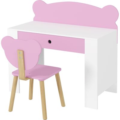 AIYAPLAY Kinderschreibtisch Set mit Tischplatte & Schublade Kinder Schreibtisch und Stuhl mit Bärenform Schülerschreibtisch Kindertisch Jugendschreibtisch für Jungs & Mädchen Rosa Aosom AIYAPLAY Kinderschreibtisch Set mit Tischplatte & Schublade Kinder Schreibtisch und Stuhl mit Bärenform Schülerschreibtisch Kindertisch Jugendschreibtisch für Jungs & Mädchen Rosa Aosom