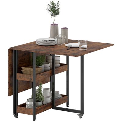 HOMCOM Esstisch Klappbar Küchentisch für 2-4 Personen mit 2 Offenen Ablagen, Mobiler Esszimmertisch Klapptisch für Kleine Räume, Esszimmer, Küche 133,4 x 80 x 75 cm Rustikal-Braun Aosom HOMCOM Esstisch Klappbar Küchentisch für 2-4 Personen mit 2 Offenen Ablagen, Mobiler Esszimmertisch Klapptisch für Kleine Räume, Esszimmer, Küche 133,4 x 80 x 75 cm Rustikal-Braun Aosom