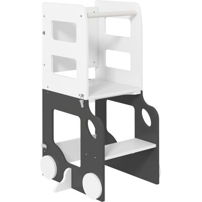 AIYAPLAY Montessori-Leiter 4 in 1 Faltbar für Kinder 3-6 Jahre mit 2 Tafeln und Tisch- und Stuhlset, Auto-förmige Montessori-Turm aus MDF und Kiefernholz, 58x46x92 cm, Weiß Aosom AIYAPLAY Montessori-Leiter 4 in 1 Faltbar für Kinder 3-6 Jahre mit 2 Tafeln und Tisch- und Stuhlset, Auto-förmige Montessori-Turm aus MDF und Kiefernholz, 58x46x92 cm, Weiß Aosom