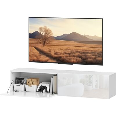 HOMCOM Schwebendes TV-Möbel für Fernseher bis zu 45 55 65 Zoll mit 2 Türen, schwebende TV-Bank für Wohnzimmer Schlafzimmer, 140 x 33 x 29,8 cm, weiß Aosom HOMCOM Schwebendes TV-Möbel für Fernseher bis zu 45 55 65 Zoll mit 2 Türen, schwebende TV-Bank für Wohnzimmer Schlafzimmer, 140 x 33 x 29,8 cm, weiß Aosom