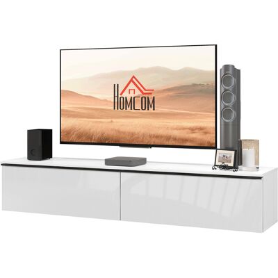 HOMCOM Wand-TV-Möbel, TV-Wandhalterung aus Holz, schwebendes TV-Bank für Fernseher bis 70 Zoll mit glänzender Effekttür, für Wohnzimmer-Schlafzimmer, 160 x 35 x 30 cm, Weiß Aosom HOMCOM Wand-TV-Möbel, TV-Wandhalterung aus Holz, schwebendes TV-Bank für Fernseher bis 70 Zoll mit glänzender Effekttür, für Wohnzimmer-Schlafzimmer, 160 x 35 x 30 cm, Weiß Aosom