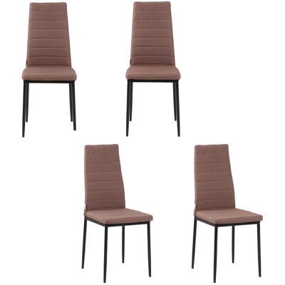HOMCOM Set 4 Gepolsterte Stühle für Wohn- oder Esszimmer, Moderne Küchenstühle, aus Metall und Stoff in Khaki Aosom HOMCOM Set 4 Gepolsterte Stühle für Wohn- oder Esszimmer, Moderne Küchenstühle, aus Metall und Stoff in Khaki Aosom