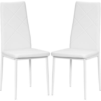 HOMCOM - 2-Pc Dining Chair Set - White - Faux Leather - Dining chairs HOMCOM - 2-Pc Dining Chair Set - White - Faux Leather - Dining chairs