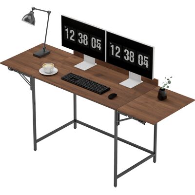 HOMCOM Klappbarer Schreibtisch Computer Tisch 170 x 58 cm Moderner Holz Schreibtisch mit 2 klappbaren Klappen für 2 Bildschirme, Arbeitsplatz für Schlafzimmer, kleine Räume, Nussbaum Aosom HOMCOM Klappbarer Schreibtisch Computer Tisch 170 x 58 cm Moderner Holz Schreibtisch mit 2 klappbaren Klappen für 2 Bildschirme, Arbeitsplatz für Schlafzimmer, kleine Räume, Nussbaum Aosom