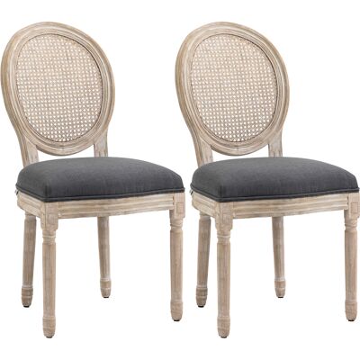 HOMCOM - Esszimmerstuhl 2er Set - Grau - Rattan - Dining chairs HOMCOM - Esszimmerstuhl 2er Set - Grau - Rattan - Dining chairs
