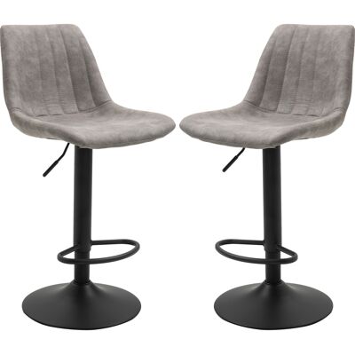 HOMCOM Barhocker 2er Set, Gepolstert Barstuhl mit Metallgestell, Lehne, Höhenverstellbar Küchenstühle mit Fußstütze, 360° Drehbar, Tresenhocker für Küche, Wohnzimmer, Esszimmer, Mikrofasertuch, Grau Aosom HOMCOM Barhocker 2er Set, Gepolstert Barstuhl mit Metallgestell, Lehne, Höhenverstellbar Küchenstühle mit Fußstütze, 360° Drehbar, Tresenhocker für Küche, Wohnzimmer, Esszimmer, Mikrofasertuch, Grau Aosom