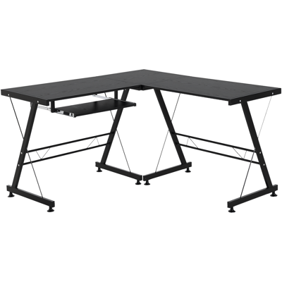 HOMCOM Computertisch flexibler Schreibtisch Arbeitsstation MDF Stahl Schwarz 210x50x73,5cm ideal für Home Office & Gaming Aosom.de HOMCOM Computertisch flexibler Schreibtisch Arbeitsstation MDF Stahl Schwarz 210x50x73,5cm ideal für Home Office & Gaming Aosom.de