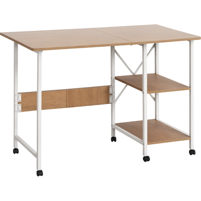 HOMCOM Klapptisch - Mobiler Schreibtisch mit Rollen, MDF Natur HOMCOM Klapptisch - Mobiler Schreibtisch mit Rollen, MDF Natur