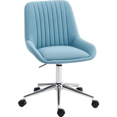 HOMCOM Büro Schreibtischstuhl Ohne Armlehnen mit gerilltem PU-Leder, Ergonomischer Gepolsterter Drehstuhl mit Wippfunktion und Höhenverstellung für Studium und Schlafzimmer, Blau Aosom HOMCOM Büro Schreibtischstuhl Ohne Armlehnen mit gerilltem PU-Leder, Ergonomischer Gepolsterter Drehstuhl mit Wippfunktion und Höhenverstellung für Studium und Schlafzimmer, Blau Aosom