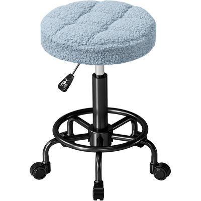 HOMCOM Drehbarer runder Hocker mit Rollen Höhenverstellbar 50-66 cm Sitzbezug aus Schafsackstoff für Salons Werkstätten Spa Massage Blau Aosom HOMCOM Drehbarer runder Hocker mit Rollen Höhenverstellbar 50-66 cm Sitzbezug aus Schafsackstoff für Salons Werkstätten Spa Massage Blau Aosom
