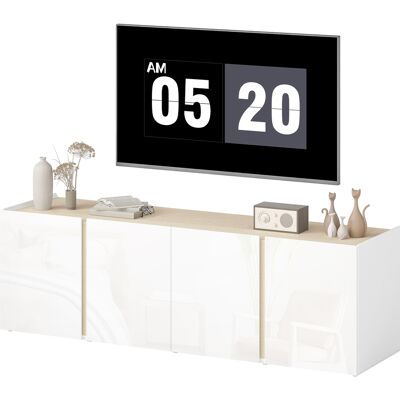 HOMCOM TV-Möbel 135 cm, TV-Ständer für Fernseher bis zu 65 Zoll mit 4 sanft schließenden Türen, verstellbarem Regal und Kabeldurchlass, TV-Bank für Wohnzimmer, Schlafzimmer, weiß Aosom HOMCOM TV-Möbel 135 cm, TV-Ständer für Fernseher bis zu 65 Zoll mit 4 sanft schließenden Türen, verstellbarem Regal und Kabeldurchlass, TV-Bank für Wohnzimmer, Schlafzimmer, weiß Aosom