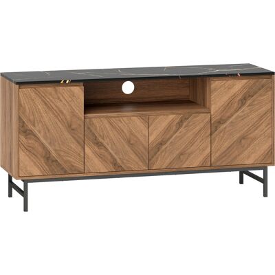 HOMCOM TV-Schrank bis zu 65 Zoll TV-Möbel aus Holz mit offenem Fach, Türen, verstellbaren Regalen und Kabeldurchführung, moderne TV-Bank mit Marmoreffekt für Wohnzimmer Schlafzimmer, 140x39x66cm, Nussbaum Aosom HOMCOM TV-Schrank bis zu 65 Zoll TV-Möbel aus Holz mit offenem Fach, Türen, verstellbaren Regalen und Kabeldurchführung, moderne TV-Bank mit Marmoreffekt für Wohnzimmer Schlafzimmer, 140x39x66cm, Nussbaum Aosom