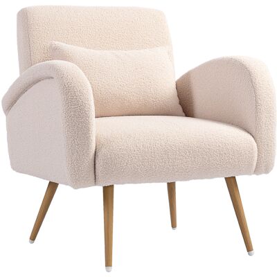 HOMCOM Loungesessel gepolstert, moderne Sessel mit Teddyplüschbezug und Lendenkissen, Lesesessel mit Metallbeinen in Holzoptik für Wohnzimmer und Büro, 77x77x83 cm, Beige Aosom HOMCOM Loungesessel gepolstert, moderne Sessel mit Teddyplüschbezug und Lendenkissen, Lesesessel mit Metallbeinen in Holzoptik für Wohnzimmer und Büro, 77x77x83 cm, Beige Aosom