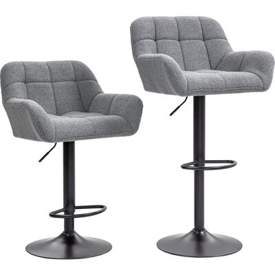 HOMCOM 2er-Set Barhocker Barstuhl Höhenverstellbar Küchenstühle 360° Drehstuhl Bistrohocker mit Fleece-Optik, Lehne und Fußstütze für Bartheke Küche Esszimmer Grau 57,5 x 52,5 x 93-114 cm Aosom HOMCOM 2er-Set Barhocker Barstuhl Höhenverstellbar Küchenstühle 360° Drehstuhl Bistrohocker mit Fleece-Optik, Lehne und Fußstütze für Bartheke Küche Esszimmer Grau 57,5 x 52,5 x 93-114 cm Aosom