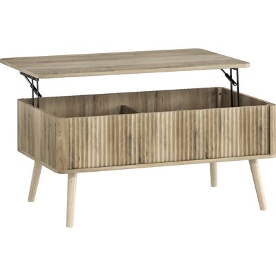 HOMCOM Couchtisch mit höhenverstellbarer Tischplatte, Wohnzimmertisch mit 2 versteckten Fächern und Kiefernholzbeinen, moderner Stil, für Wohnzimmer, Büro, 91 x 56 x 43 cm, Eiche Aosom HOMCOM Couchtisch mit höhenverstellbarer Tischplatte, Wohnzimmertisch mit 2 versteckten Fächern und Kiefernholzbeinen, moderner Stil, für Wohnzimmer, Büro, 91 x 56 x 43 cm, Eiche Aosom