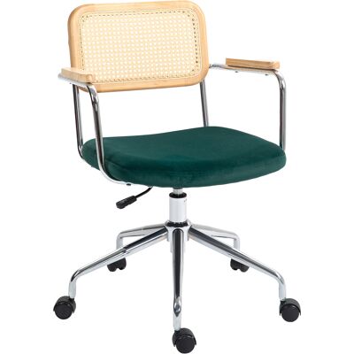 HOMCOM Bürostuhl, Schreibtischstuhl mit Rattanoptik, Wippfunktion, Höhenverstellbar Drehstuhl, Computerstuhl mit Samtoptik, für Home Office, Grün Aosom HOMCOM Bürostuhl, Schreibtischstuhl mit Rattanoptik, Wippfunktion, Höhenverstellbar Drehstuhl, Computerstuhl mit Samtoptik, für Home Office, Grün Aosom