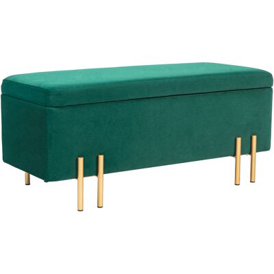 HOMCOM Sitzbank, Polsterbank mit Stauraum, Truhenbank, Stoff, Metall, Gummiholz, Schaumstoff, Grün, 100 x 40 x 42 cm Aosom HOMCOM Sitzbank, Polsterbank mit Stauraum, Truhenbank, Stoff, Metall, Gummiholz, Schaumstoff, Grün, 100 x 40 x 42 cm Aosom