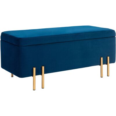 HOMCOM Sitzbank, Polsterbank mit Stauraum, Truhenbank, Stoff, Metall, Gummiholz, Schaumstoff, Dunkelblau, 100 x 40 x 42 cm Aosom HOMCOM Sitzbank, Polsterbank mit Stauraum, Truhenbank, Stoff, Metall, Gummiholz, Schaumstoff, Dunkelblau, 100 x 40 x 42 cm Aosom