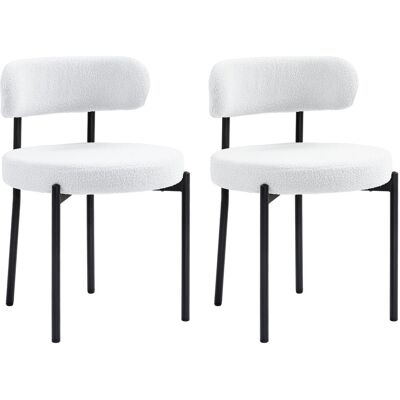 HOMCOM Esszimmerstühle 2er Set Küchenstuhl mit Rückenlehne, Fleeceoptik, Modern Sessel Polsterstuhl Stühle mit Stahlbeine, für Esszimmer, Esstisch, Cremeweiß Aosom HOMCOM Esszimmerstühle 2er Set Küchenstuhl mit Rückenlehne, Fleeceoptik, Modern Sessel Polsterstuhl Stühle mit Stahlbeine, für Esszimmer, Esstisch, Cremeweiß Aosom