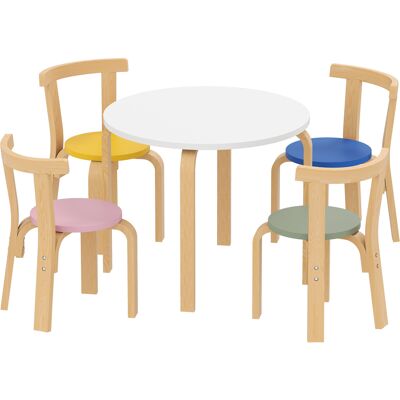 AIYAPLAY Tisch- und Stuhlset für Kinder 3-8 Jahre, 5-tlg., mit abgerundeten Kanten und bunten Oberflächen, Kindertisch und Stühle aus mehrfarbigem Holz Aosom AIYAPLAY Tisch- und Stuhlset für Kinder 3-8 Jahre, 5-tlg., mit abgerundeten Kanten und bunten Oberflächen, Kindertisch und Stühle aus mehrfarbigem Holz Aosom