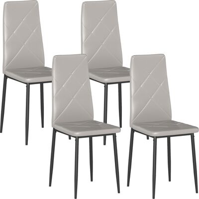 HOMCOM 4er-Set Esszimmerstühle aus Kunstleder, Küchenstühle mit hoher Rückenlehne und Diamantsteppung sowie Stahlbeinen, moderne Stühle für Küche, Schlafzimmer, Büro und Wohnzimmer, Grau Aosom HOMCOM 4er-Set Esszimmerstühle aus Kunstleder, Küchenstühle mit hoher Rückenlehne und Diamantsteppung sowie Stahlbeinen, moderne Stühle für Küche, Schlafzimmer, Büro und Wohnzimmer, Grau Aosom
