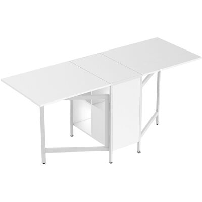 HOMCOM Klapptisch Esszimmer, Klappbarer Küchentisch mit Klappflügeln, 4 Fächer, 3 Varianten, Bis zu 4 Personen, für Wohnzimmer, Kleine Räume, 169x60x75 cm, Weiß Aosom HOMCOM Klapptisch Esszimmer, Klappbarer Küchentisch mit Klappflügeln, 4 Fächer, 3 Varianten, Bis zu 4 Personen, für Wohnzimmer, Kleine Räume, 169x60x75 cm, Weiß Aosom