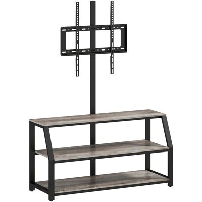 HOMCOM TV-Möbel mit Halterung für Fernseher bis 183 cm, TV-Schrank 110 cm mit 2 offenen Ablagen und Metallrahmen, TV-Bank für Wohnzimmer, Schlafzimmer, grau Aosom HOMCOM TV-Möbel mit Halterung für Fernseher bis 183 cm, TV-Schrank 110 cm mit 2 offenen Ablagen und Metallrahmen, TV-Bank für Wohnzimmer, Schlafzimmer, grau Aosom