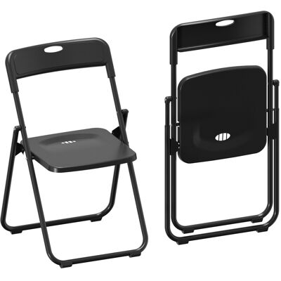 HOMCOM 6er-Set Klappstühle aus Kunststoff, Stahlgestell, Esszimmerstühle mit gebogener Rückenlehne, konkavem Sitz, für kleine Räume, Wohnzimmer, Büro, Küche, Schwarz Aosom HOMCOM 6er-Set Klappstühle aus Kunststoff, Stahlgestell, Esszimmerstühle mit gebogener Rückenlehne, konkavem Sitz, für kleine Räume, Wohnzimmer, Büro, Küche, Schwarz Aosom