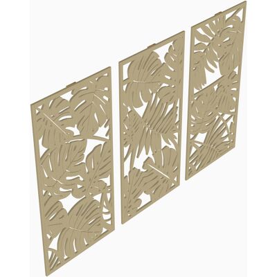 HOMCOM Set aus 3 3D-Wanddekorationen aus Holz, 40 x 80 cm, tropische Blätter, moderne Hängedekoration für Wohnzimmer, Schlafzimmer, Flur oder Büro, natürliche Holzoptik Aosom HOMCOM Set aus 3 3D-Wanddekorationen aus Holz, 40 x 80 cm, tropische Blätter, moderne Hängedekoration für Wohnzimmer, Schlafzimmer, Flur oder Büro, natürliche Holzoptik Aosom