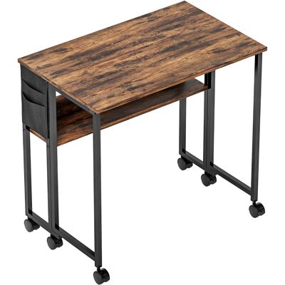 HOMCOM klappbarer Schreibtisch auf Rollen, Computertisch 80 x 50 cm mit Regal und Aufbewahrungstasche, Schreibtisch für Homeoffice, Schlafzimmer, kleine Räume, rustikales Braun Aosom HOMCOM klappbarer Schreibtisch auf Rollen, Computertisch 80 x 50 cm mit Regal und Aufbewahrungstasche, Schreibtisch für Homeoffice, Schlafzimmer, kleine Räume, rustikales Braun Aosom