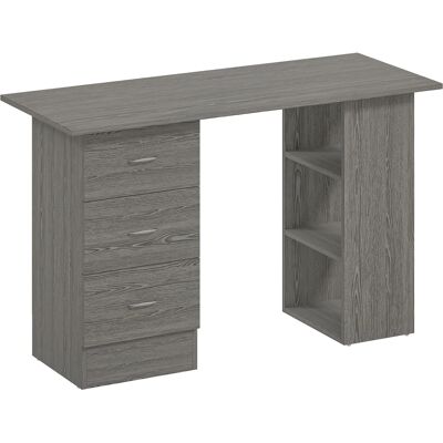 HOMCOM Computertisch mit 3 Schubladen und 3 offenen Regalfächern, 120 x 49 x 72 cm, umkehrbarer Stauraum, moderner Stil, Computertisch für Schlafzimmer, kleiner Raum, Homeoffice, grau Aosom HOMCOM Computertisch mit 3 Schubladen und 3 offenen Regalfächern, 120 x 49 x 72 cm, umkehrbarer Stauraum, moderner Stil, Computertisch für Schlafzimmer, kleiner Raum, Homeoffice, grau Aosom