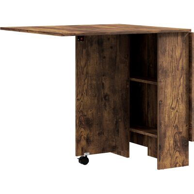 HOMCOM Klappbarer Esstisch, Küchen-Klapptisch für 6 Personen, platzsparender Klapptisch mit 2 offenen Ablagen und Rollen mit Bremse, für Wohnzimmer, Büro, 140x75x74cm, Rustikales Braun Aosom HOMCOM Klappbarer Esstisch, Küchen-Klapptisch für 6 Personen, platzsparender Klapptisch mit 2 offenen Ablagen und Rollen mit Bremse, für Wohnzimmer, Büro, 140x75x74cm, Rustikales Braun Aosom