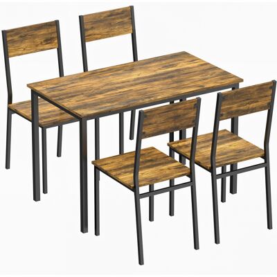 HOMCOM Esstisch-Set mit 4 Stühlen, Küchentisch für 4 Personen, rechteckige Tischplatte 108 cm, Metallbeine, Industrie-Stil, für kleine Räume, rustikales Braun Aosom HOMCOM Esstisch-Set mit 4 Stühlen, Küchentisch für 4 Personen, rechteckige Tischplatte 108 cm, Metallbeine, Industrie-Stil, für kleine Räume, rustikales Braun Aosom