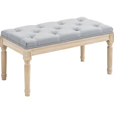 HOMCOM Fußbank, Sitzbank mit Bezug aus synthetischem Leinen und gepolstertem Sitz, Holzbeine, Vintage-Stil, Bank für Schlafzimmer, Eingangsbereich, Flur, Hellgrau Aosom HOMCOM Fußbank, Sitzbank mit Bezug aus synthetischem Leinen und gepolstertem Sitz, Holzbeine, Vintage-Stil, Bank für Schlafzimmer, Eingangsbereich, Flur, Hellgrau Aosom