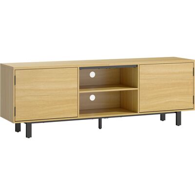 HOMCOM TV-Möbel 160 cm, TV-Schrank für Fernseher bis zu 165,1 cm mit 2 drucköffnenden Türen und 2 offenen Regalböden, Metallfüße, TV-Bank für Wohnzimmer, Schlafzimmer, Naturholz Aosom HOMCOM TV-Möbel 160 cm, TV-Schrank für Fernseher bis zu 165,1 cm mit 2 drucköffnenden Türen und 2 offenen Regalböden, Metallfüße, TV-Bank für Wohnzimmer, Schlafzimmer, Naturholz Aosom