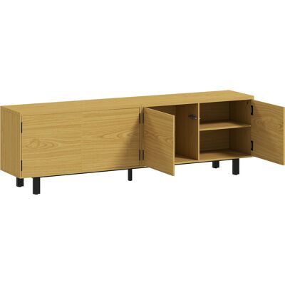 HOMCOM TV-Möbel 180 cm, TV-Lowboard für Fernseher bis 208,3 cm mit 4 Türen mit Drucköffnung, TV-Bank für Wohnzimmer, Schlafzimmer, natürliche Holzoptik Aosom HOMCOM TV-Möbel 180 cm, TV-Lowboard für Fernseher bis 208,3 cm mit 4 Türen mit Drucköffnung, TV-Bank für Wohnzimmer, Schlafzimmer, natürliche Holzoptik Aosom