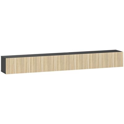 HOMCOM Hängendes TV-Möbel 140 cm, TV-Bank für Fernseher bis 182,9 cm mit 2 gerillten Klapptüren, wandmontiertes TV-Möbel für Wohnzimmer, Schlafzimmer, Naturholz und Schwarz Aosom HOMCOM Hängendes TV-Möbel 140 cm, TV-Bank für Fernseher bis 182,9 cm mit 2 gerillten Klapptüren, wandmontiertes TV-Möbel für Wohnzimmer, Schlafzimmer, Naturholz und Schwarz Aosom