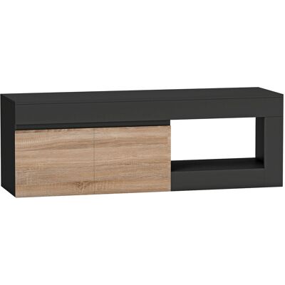 HOMCOM TV-Möbel 140 cm, TV-Schrank für Fernseher bis zu 152,4 cm mit 2 Soft-Close-Türen und offenem Fach, moderne TV-Bank für Wohnzimmer, Schlafzimmer, schwarz Aosom HOMCOM TV-Möbel 140 cm, TV-Schrank für Fernseher bis zu 152,4 cm mit 2 Soft-Close-Türen und offenem Fach, moderne TV-Bank für Wohnzimmer, Schlafzimmer, schwarz Aosom
