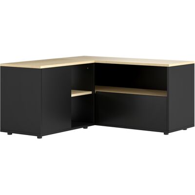 HOMCOM Eck-TV-Möbel Fernsehbank bis 101,6 cm mit Stauraum Eiche und Schwarz Aosom HOMCOM Eck-TV-Möbel Fernsehbank bis 101,6 cm mit Stauraum Eiche und Schwarz Aosom