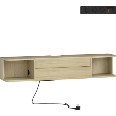 HOMCOM Hängendes TV-Möbel 120 cm, TV-Möbel für Fernseher bis zu 127 cm, Steckdosen, USB- und Type-C-Anschlüsse, Schublade, Ablagen, Kabeldurchlässe, Wand-TV-Bank für Wohnzimmer, natürliche Holzoptik Aosom HOMCOM Hängendes TV-Möbel 120 cm, TV-Möbel für Fernseher bis zu 127 cm, Steckdosen, USB- und Type-C-Anschlüsse, Schublade, Ablagen, Kabeldurchlässe, Wand-TV-Bank für Wohnzimmer, natürliche Holzoptik Aosom
