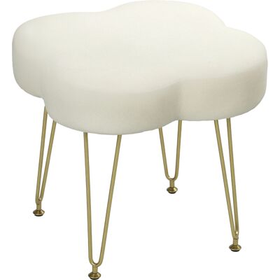 HOMCOM Hocker Sitzhocker in Kleeblattform mit Stahlbeinen Fußhocker mit Samtoptik Polsterhocker für Schlafzimmer, Wohnzimmer, Cremeweiß Aosom HOMCOM Hocker Sitzhocker in Kleeblattform mit Stahlbeinen Fußhocker mit Samtoptik Polsterhocker für Schlafzimmer, Wohnzimmer, Cremeweiß Aosom